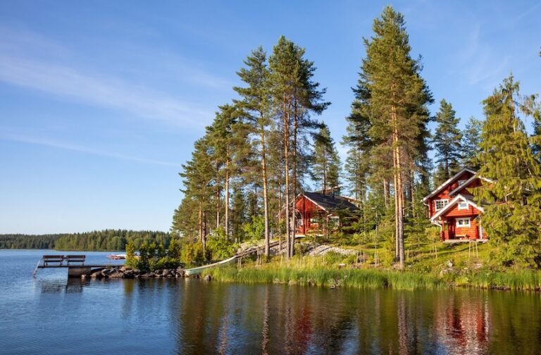 Suomalainen järvi&mökkimaisema